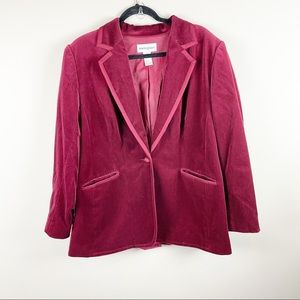 Dark academia/light Academia, Burgundy Velvet, Long lined blazer, plus size 18